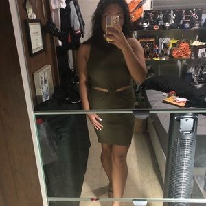 Olive Green Cutout Dress
